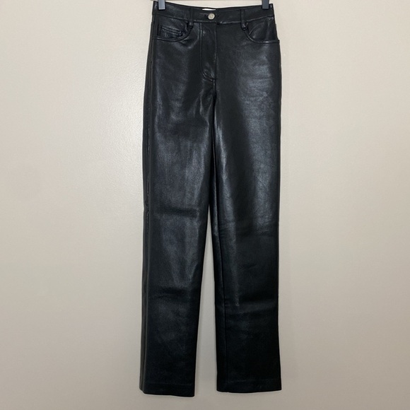Aritzia Wilfred The Melina Pant High Rise Vegan Leather Black Size 00 - Picture 16 of 16